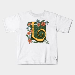 Art Nouveau Letter L, Ornamental Letter L, Art Deco Kids T-Shirt